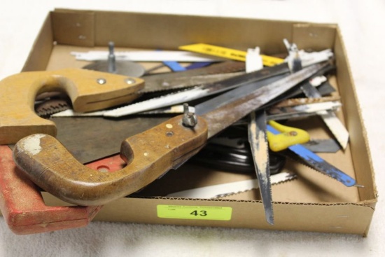 Box of Saw Blades, Key Hole Saws, Etc.