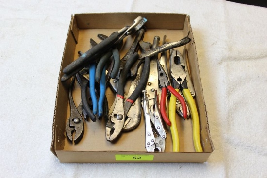 Box of Vise Grips, Channel Locks, Side Cutters, Etc..