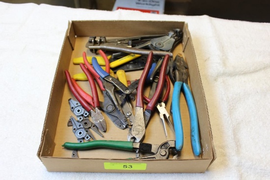 Box of Wire Strippers, Side Cutter, Crimping Tool, Etc…