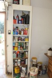 Contents of Cabinet w/Oil, Lubricants, Paint, Etc.