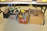 3 Boxes: Masonry Tools, Filters, Flashlights, Tool Bags.