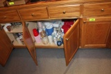 Contents of 2 Cabinets Behind Bar Under Sink.