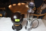 Bowling Ball Decanter Set and Gas Pump Liquor Dispenser.