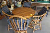 Tall Oak Pub Style Table w/4 Matching Stools/Chairs.