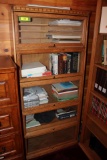 5 Section Oak Bookcase w/Glass Doors.