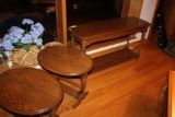 Oak Sofa Table and 2 Matching End Tables.