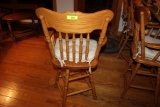 Oak Press Back Swivel Bar Stool w/Arms.