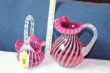 Signed Fenton Pitcher and Handled Basket.