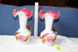 2 Hand Blown Ornate Vases.