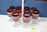 10 Cranberry Goblets.