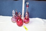 5 Cranberry Perfume and/or Vinegar Cruets.