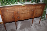 Mahogany Buffet w/3 Drawers and 2 Cabinets.