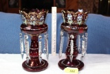 Victorian Ruby Glass Luster's Circa. 1870.