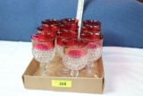 10 Cranberry Goblets.