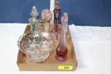 Miniature Punch Bowl w/Cups, Vases and Decanters.