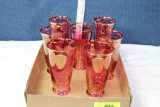 7 Cranberry Tea Glasses.