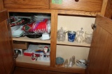 Contents of 3 Cabinets and Drawers Under Side Bar Near Oven.