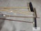 Mixed lot of push brooms, and curtain rods