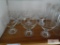 Shelf of clear drinkware - sherbets, sundae glasses - cake plate