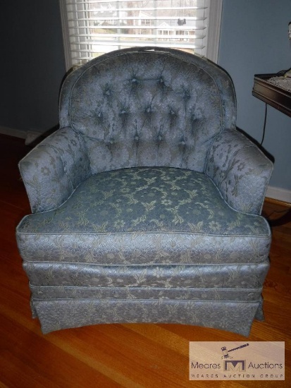 Group of two blue upholstered chairs