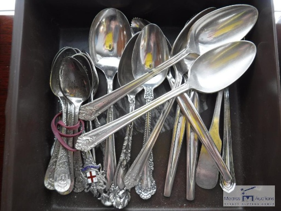 Group of silver plate spoons