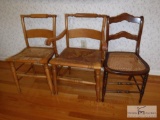 Mixed group of three wooden chairs