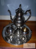 Large lot of silver plate serving items