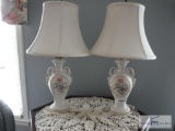 Group of two Victorian style lamps with shades