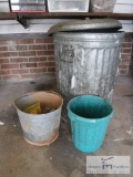 Galvanized trash can and buckets