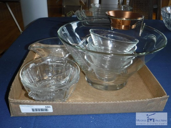 Large lot of clear glass serving bowls