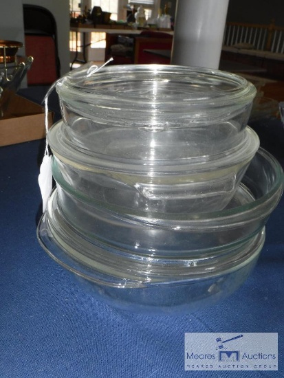 Group of clear glass baking dishes