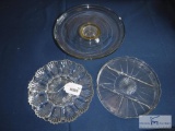 Group of (3) clear glass serving platters