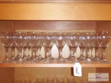 Large lot of clear wine glasses
