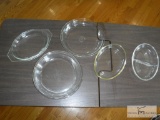 Group of (5) pieces of clear glass baking items