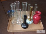 Group of mixed bud and flower vases
