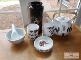 Asian-influenced tea set - rice bowl - vase
