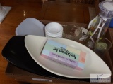 Silver-plate tea strainer - serving bowl - pitcher