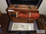 Leather briefcase - storage shelf - play money