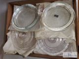 Lot of mixed clear glass serving dishes
