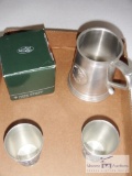 Stieff pewter mug and cups