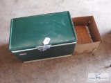 Coleman cooler with handmade wooden box