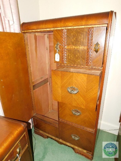 Wooden Art Deco style wardrobe