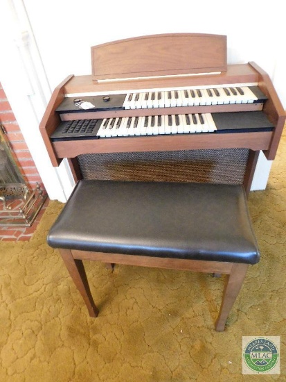 Silvertone organ with bench