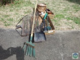 Large lot of outdoor tools and decorative items