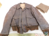 Brown leather pilots jacket and scarf - Army Air Corps - World War 2