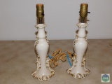 Two matching lamps - white glass - no shades
