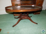 Mahogany Duncan-Phyfe lyre style oval coffee table