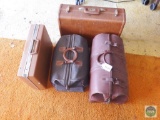 Lot of vintage leather and hard side luggage