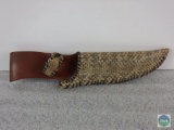 Snake Skin and Leather - 4-inch fixed blade knife sheath