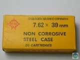 20 rounds - 7.62x39mm ammunition - steel case